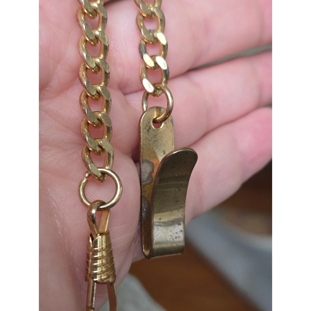 Goldtone Curb Link Watch Chain Vintage See Pics - Picture 2 of 8